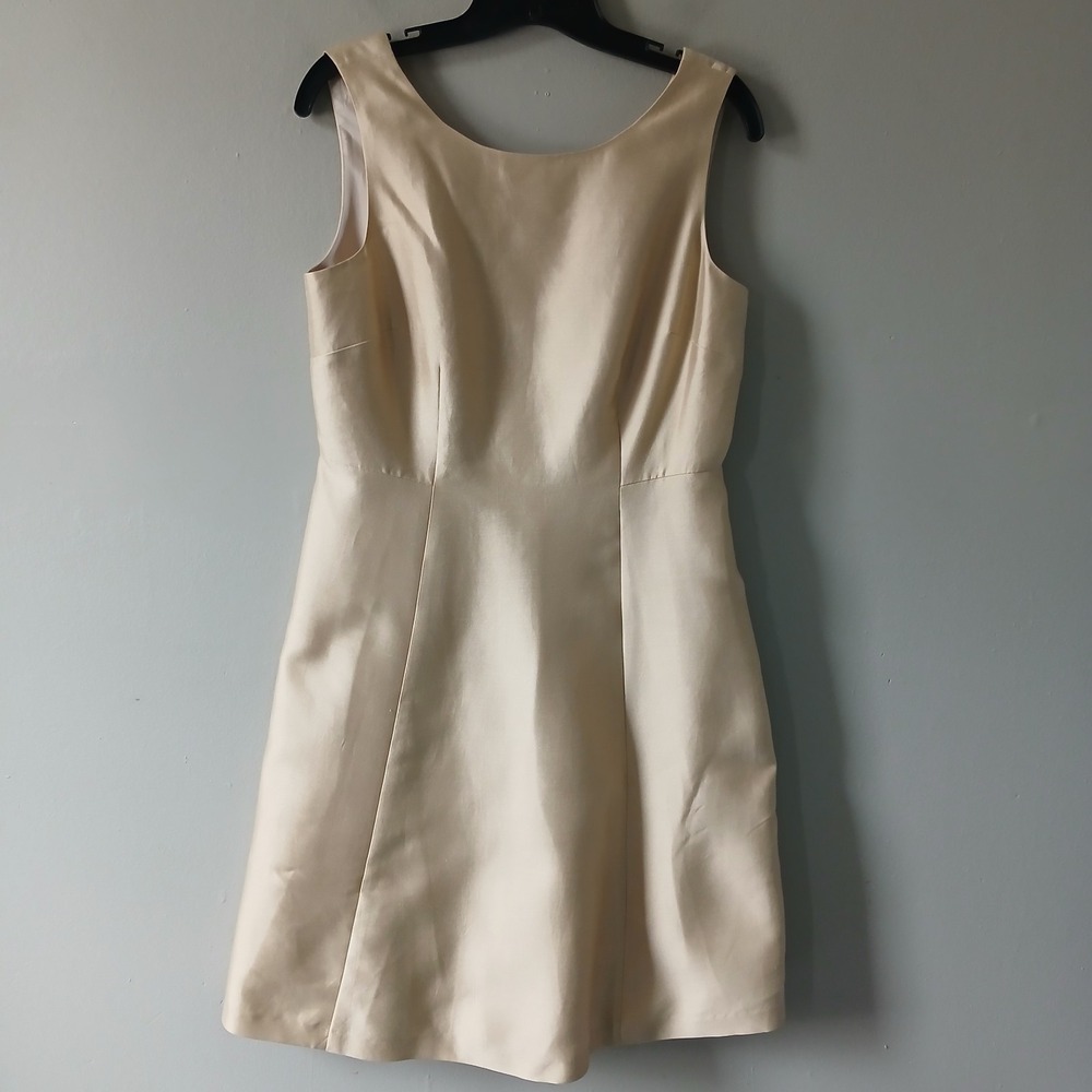 Talbots Women's Size 8P Gold Silk Cotton Midi A-line Dress Satin Lined NWT $199!